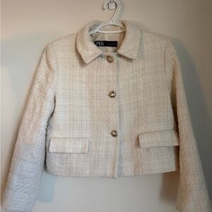 Zara Women's Beige Tweed Blazer
